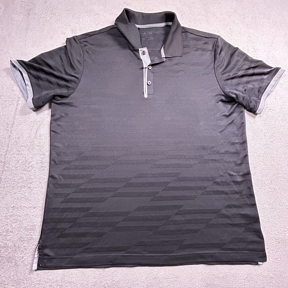 Adidas Golf Polo Shirt Mens XL Black Abstract Stretch Performance Lightweight